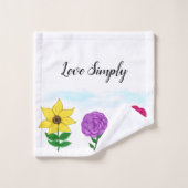 Sunflower Purple Flower Pink Flower Yellow バスタオルセット (ウォッシュタオル)