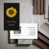 Sunflower QR code Interior Designer Modern Black  名刺