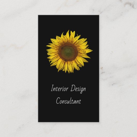 Sunflower QR code Interior Designer Modern Black  名刺 (正面)