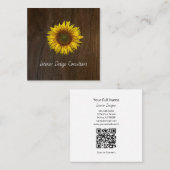 Sunflower QR code Interior Designer Rustic Wood スクエア名刺 (正面/裏面)