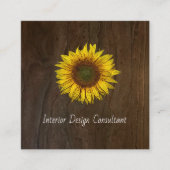 Sunflower QR code Interior Designer Rustic Wood スクエア名刺 (正面)