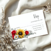 Sunflower Red Rose Floral Wedding RSVP