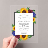 Sunflower Rose Floral Wedding アクリル招待状 (インサイチュ (ポータブル))