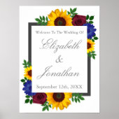 Sunflower Rose Floral Wedding ポスター (正面)