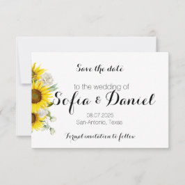 Sunflower rose wedding photo Save The Date Card セーブザデート