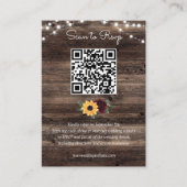 Sunflower Roses Wedding QR Code RSVP エンクロージャーカード (正面)
