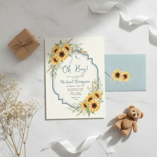 Sunflower Rustic Baby Shower Invitation 招待状
