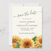 Sunflower rustic boho summer gardern ivory wedding セーブザデート (正面)
