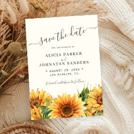 Sunflower rustic boho summer gardern ivory wedding セーブザデート