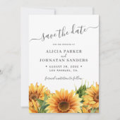 Sunflower rustic boho summer gardern white wedding セーブザデート (正面)