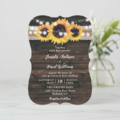 Sunflower Rustic Country Wood Wedding 招待状 (スタンド正面)