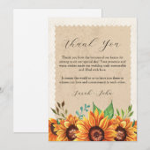 Sunflower Rustic Floral サンキューカード (正面/裏面)