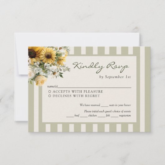 Sunflower Rustic Wedding 出欠カード (正面)