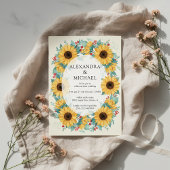 Sunflower Rustic Wedding Invitation Floral 招待状