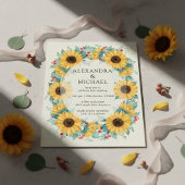 Sunflower Rustic Wedding Invitation Floral 招待状