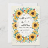 Sunflower Rustic Wedding Invitation Floral 招待状 (正面)