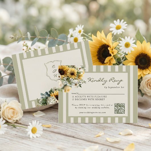 Sunflower Rustic Wedding QR Code 出欠カード