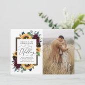 Sunflower Save the Date Photo 素朴 Country Cards 招待状 (スタンド正面)