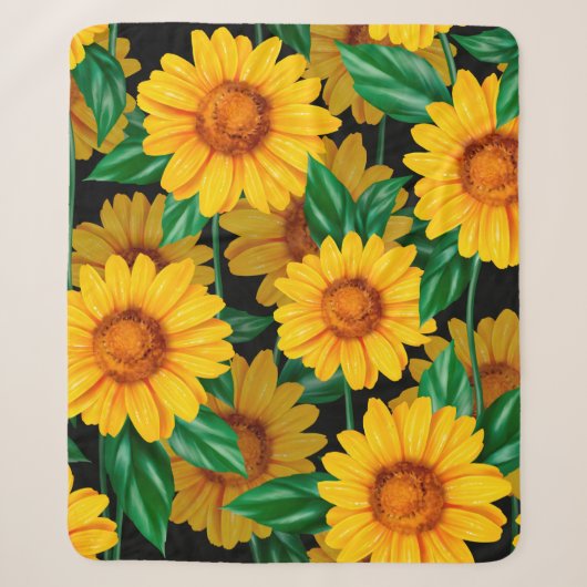 Sunflower seamless pattern. Background with yellow シェルパブランケット (正面)