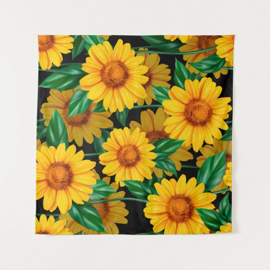 Sunflower seamless pattern. Background with yellow タペストリー (正面(横))