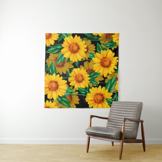Sunflower seamless pattern. Background with yellow タペストリー (インサイチュ(横))