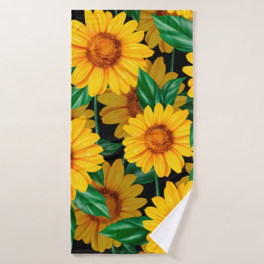 Sunflower seamless pattern. Background with yellow バスタオル (バスタオル)