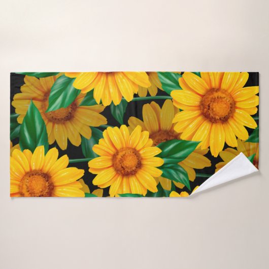 Sunflower seamless pattern. Background with yellow バスタオル (バスタオル)