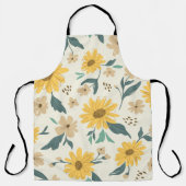 Sunflower seamless pattern. Yellow daisy on off wh エプロン (正面)
