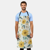 Sunflower seamless pattern. Yellow daisy on off wh エプロン (着用した状態)