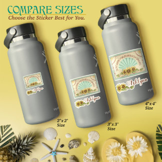 Sunflower Seashell Vintage Vibes Personalized Name シール