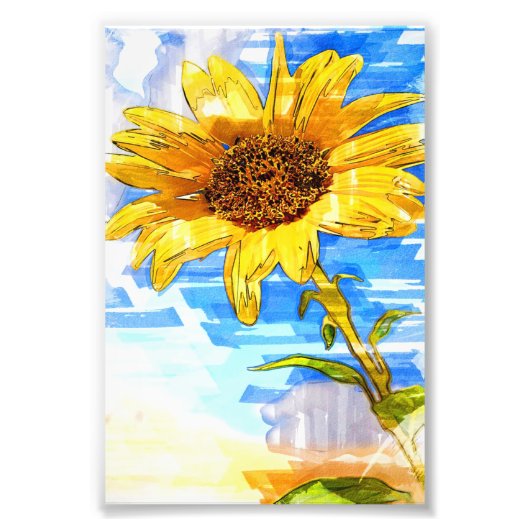 Sunflower Single Marker- Cute Sunflower Lover Gift フォトプリント (正面)