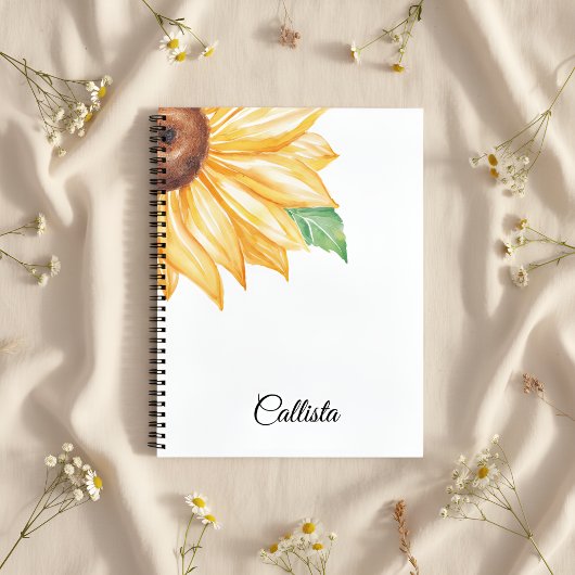 Sunflower Spiral Notebook – Minimal Watercolor ノートブック