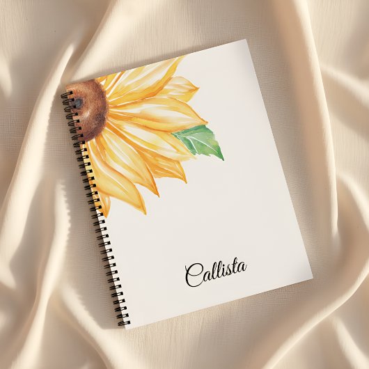 Sunflower Spiral Notebook – Minimal Watercolor ノートブック