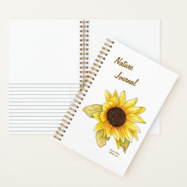 Sunflower spiral sketch/lined journal customizable ノートブック