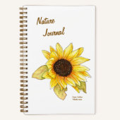 Sunflower spiral sketch/lined journal customizable ノートブック (正面)