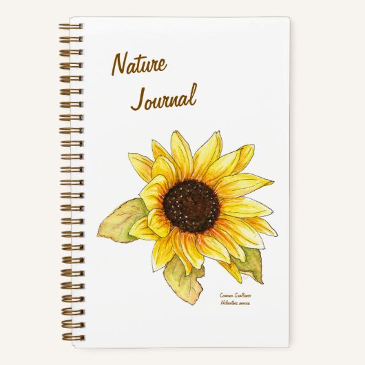 Sunflower spiral sketch/lined journal customizable ノートブック (正面)