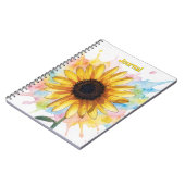 Sunflower Splash Flower Art Personalize Journal ノートブック (左側)