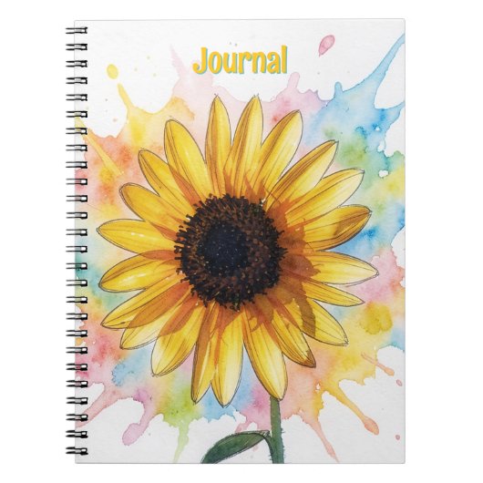 Sunflower Splash Flower Art Personalize Journal ノートブック (正面)