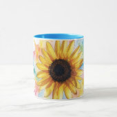 Sunflower Splash Flower Floral Art Mug マグカップ (中央)