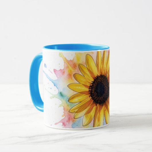 Sunflower Splash Flower Floral Art Mug マグカップ (正面左)