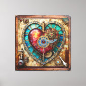 Sunflower Stained Glass Heart Steampunk Series キャンバスプリント (正面)