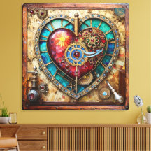 Sunflower Stained Glass Heart Steampunk Series