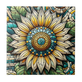 Sunflower Stained Glass Mosaic タイル