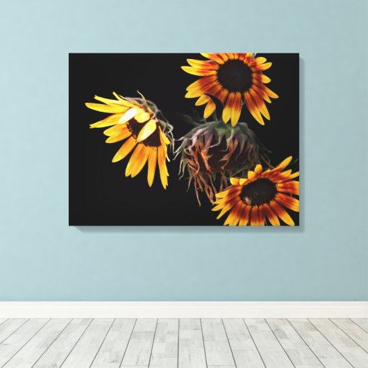 Sunflower Stretched Canvas Print キャンバスプリント (インサイチュ (ウッドフロア))