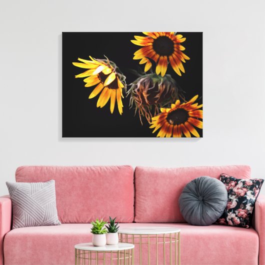 Sunflower Stretched Canvas Print キャンバスプリント (インサイチュ (リビング))