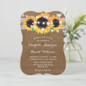 Sunflower String Lights Burlap Lace Wedding 招待状 (スタンド正面)