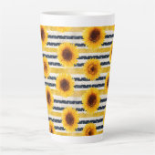 Sunflower Stripes Navy & Yellow  カフェラテマグ (正面)