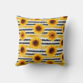 Sunflower Stripes Navy & Yellow  クッション (裏面)