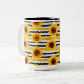 Sunflower Stripes Navy & Yellow  ツートーンマグカップ (正面左)