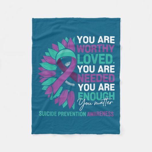 Sunflower Suicide Prevention Awareness Motivationa フリースブランケット (正面)